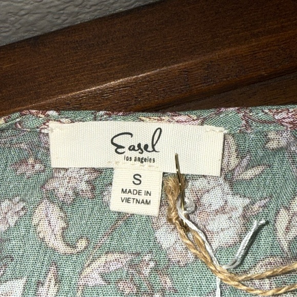 NWT Easel Boho Floral Babydoll Tunic Top Tie Neck Cottagecore Small - Picture 5 of 9